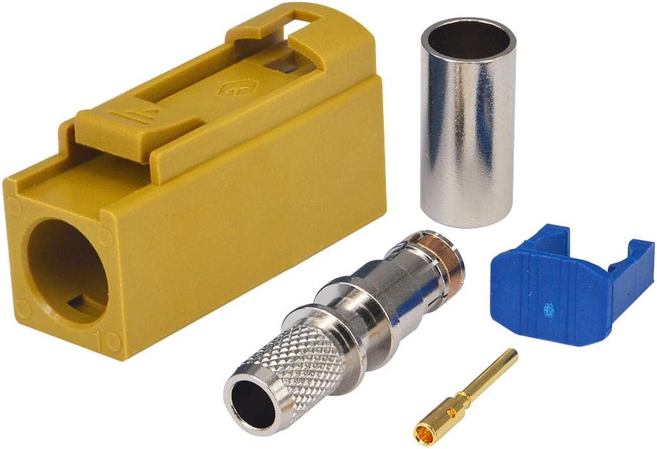 RG58 LMR195 5PCS GPS telematics or Navigation RF Coax Connector Fakra K Straight Crimp Jack Female Yellow Adapter