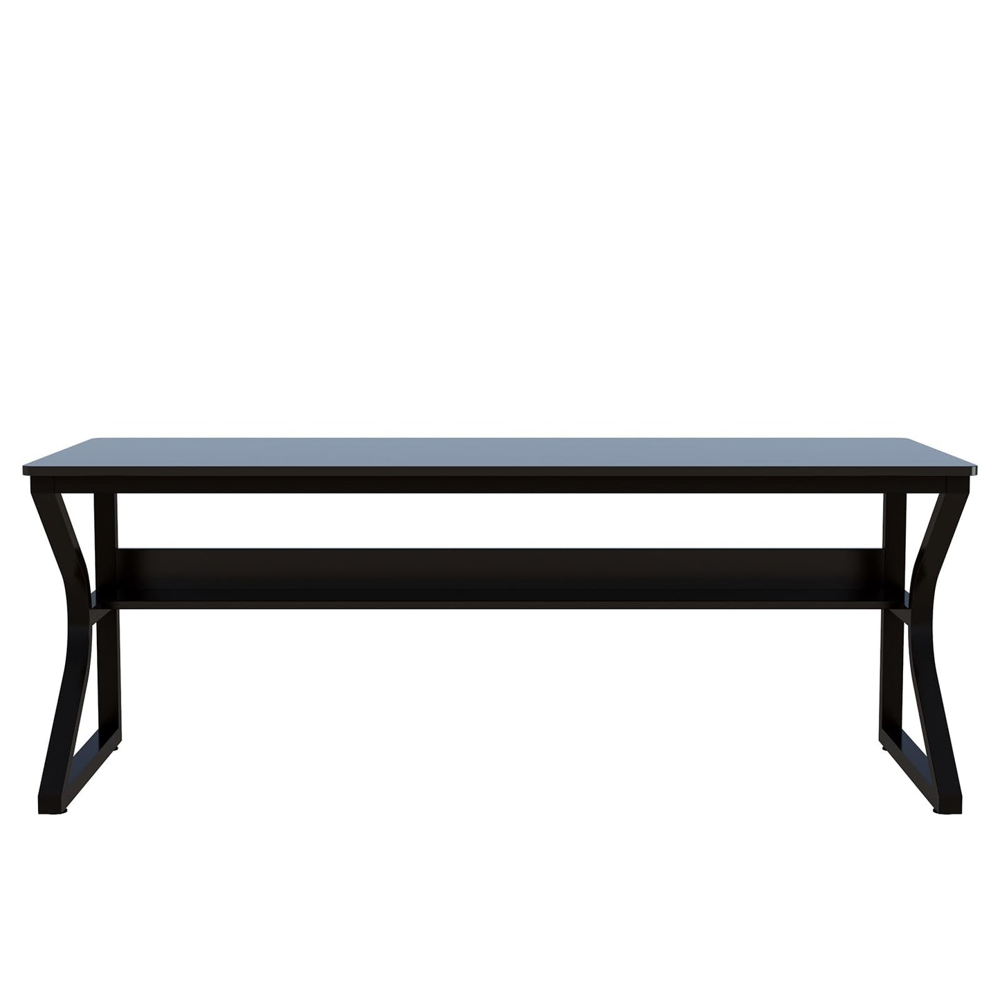 OSCHF Extra Long Desk with Bookshelf - 71" Double Long Writing Table for 2-Person Workstation, Modern Study Work Computer Desk for Home and Office, Black