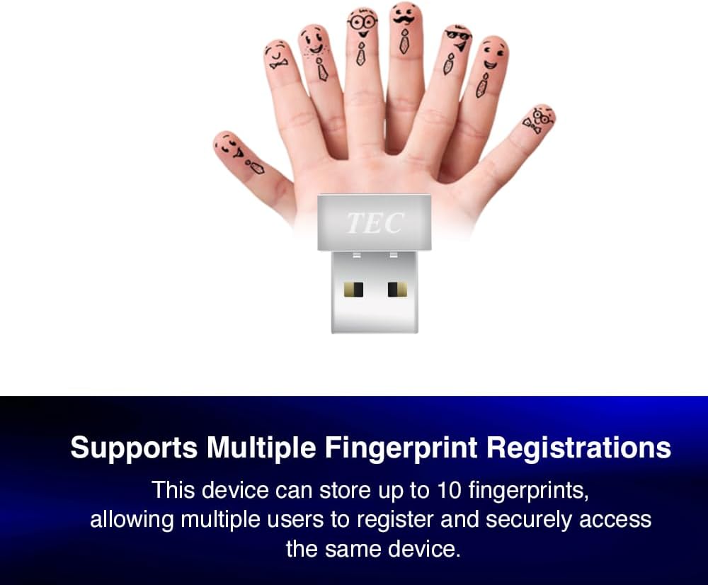 TEC 0.05s AES256 360 11/10, TE-FPA3-MC ESS Enhanced Sign-in Security USB Fingerprint Passkey Reader Fast Login
