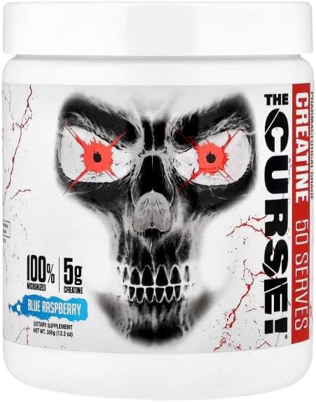 JNX SPORTS The Curse! Creatine Monohydrate Blue Raspberry 50 Servings | Pure Micronized Creatine 5g Per Serving | 350g - 12.3 Ounce