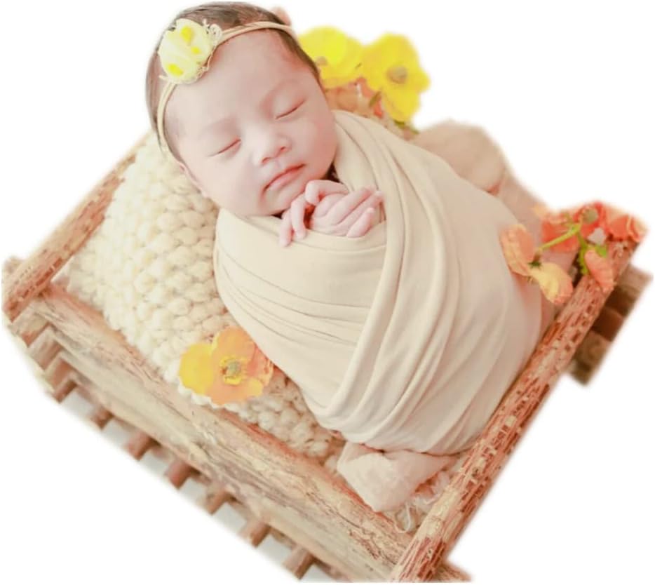 Coberllus Newborn Photography Swaddle Blanket in Beige