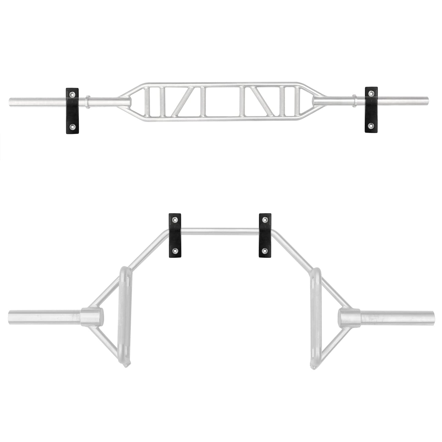 Luwint Set of 2 Single Barbell Holder Wall Mount, Horizontal Gym Bar Storage Wall Rack for Olympic and Standard Bars