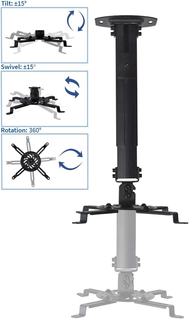 VIVO 12.5 inch 1.5 inch MOUNT-VP02B Extending Ceiling Projector Mount, Height Adjustable Projection, Up to Mounting