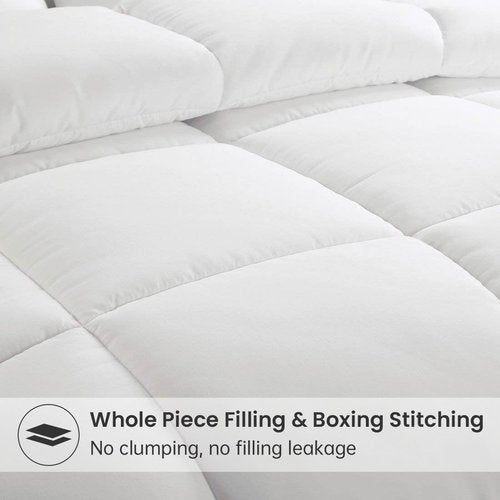 EASELAND Down Alternative Comforter Queen Size - Quilted Duvet Insert for All Seasons, Soft Cozy with Corner Tabs, Summer Winter Warm Bedding, Pure White 88×88