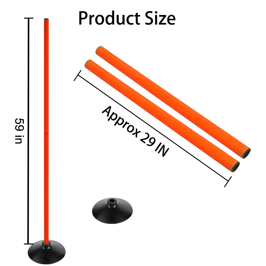 ASENVER Orange Soccer Agility Poles Set Detachable Sports Trainning Speed Pole Slalom Poles with Rubber Base Sport Traning Equipment (4.9 FT, Pack of 6)