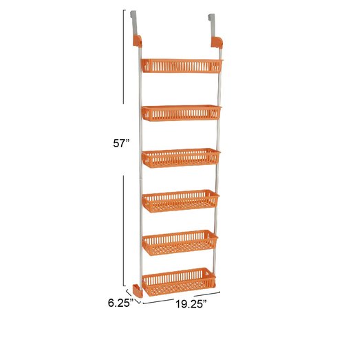 Household Essentials 6-Tier Basket Over-The-Door Organizer, Orange