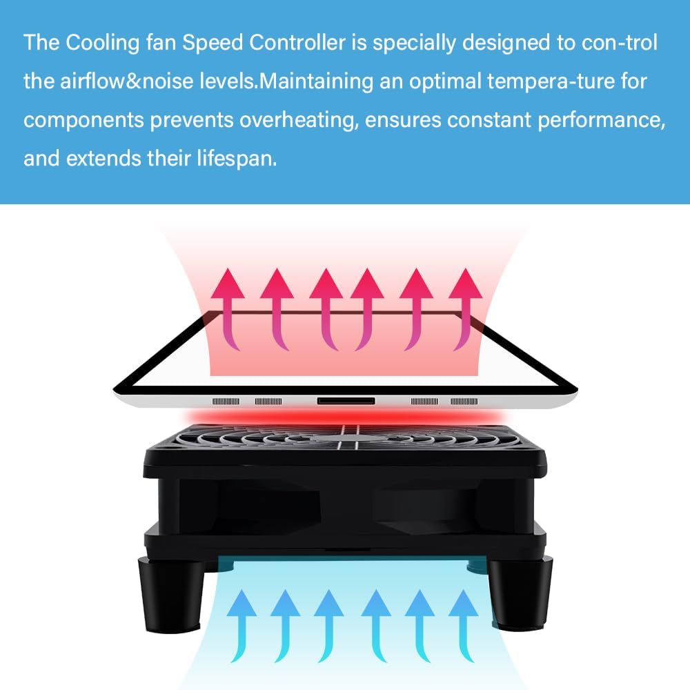 120mm 3-Degree 5V Quiet Router Fan Cooler with L/M/H Speed Controller, DC USB Powered Cooling Case Fan for Router Modem