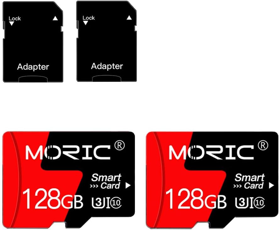 MORIC 2 Pack 128GB Card,C10 A1 Micro SD Card with Adapter High Speed Memory Memory TF Card for Camera/Dash