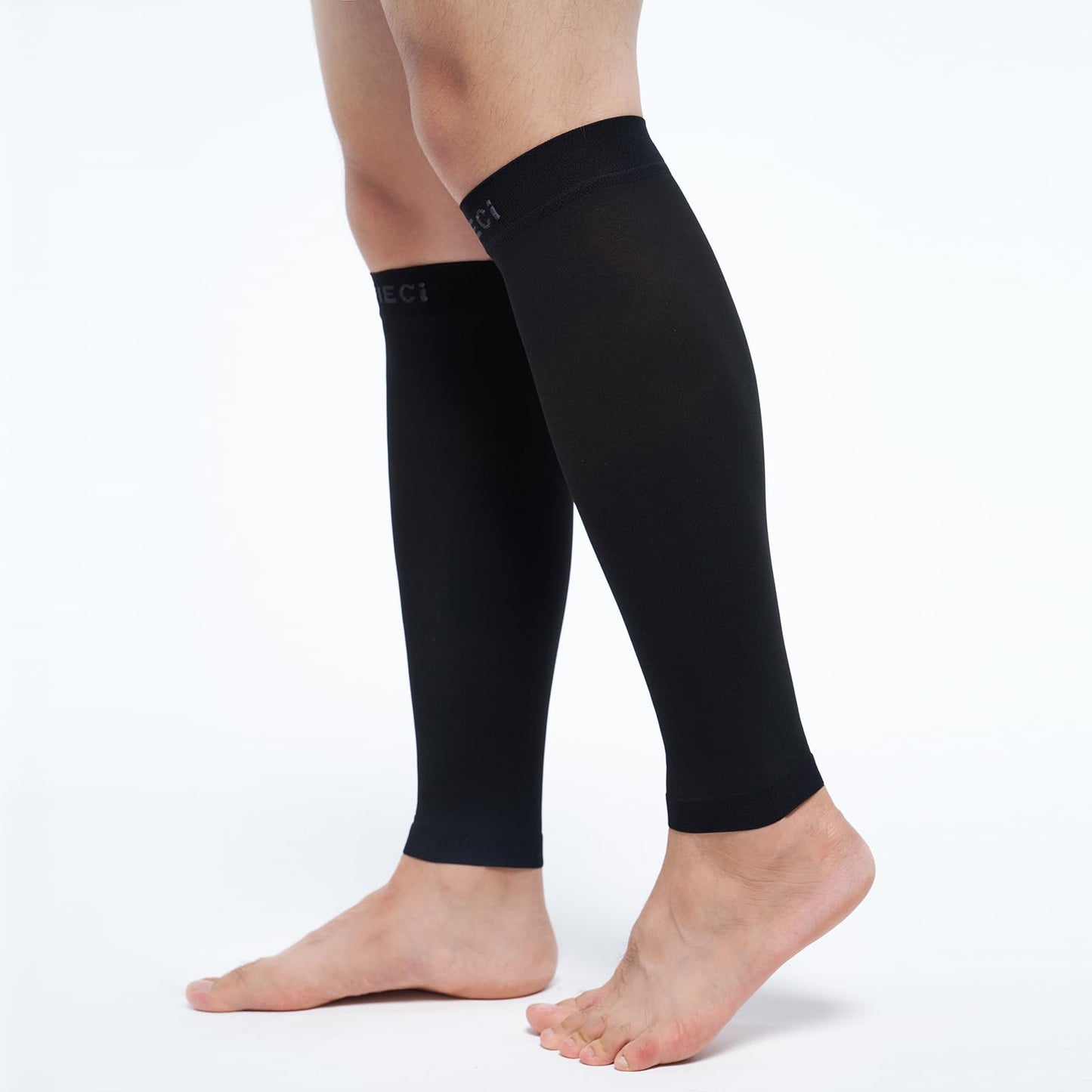 EVOPLECI 8-15 mmHg 1Pair Men and Women Wide Calf Sleeve Brace Compression Socks for Leg Support, Pain Relief (BLACK, M)