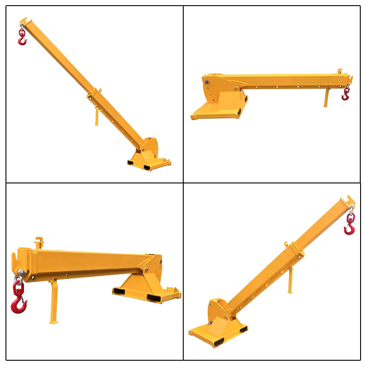 EQCOTWEA Adjustable Forklift Jib Boom Crane, 84-144inches Telescopic Boom Mobile Lifting Attachment, 0-75° Adjustable Tilt, 3T/6600LB Capacity, Forklift Extension Towing Handling Equipment