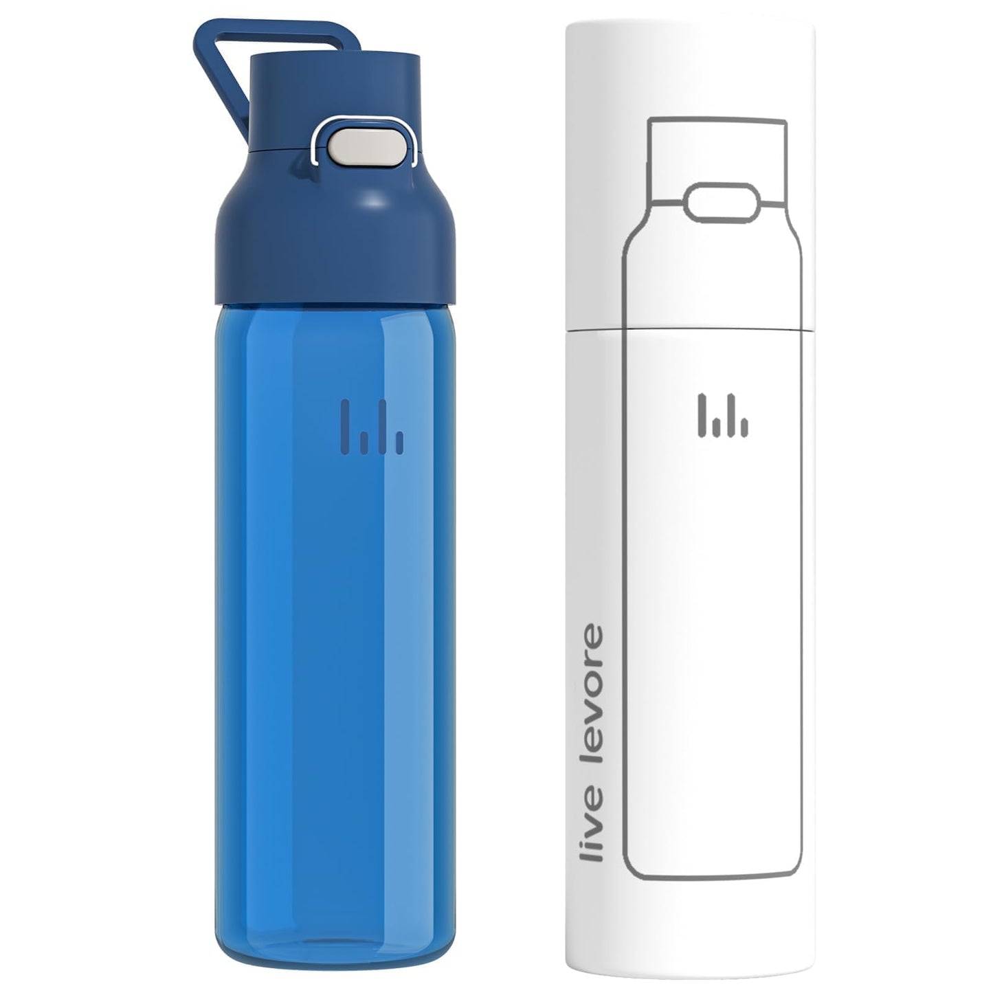 Levore 26oz Clear Water Bottle, Leak Proof One-Hand Open Flip Lid, Cup Holder Compatible, BPA-Free USA Tritan Plastic, Dishwasher Safe for Office, School, Gym & Outdoor Use (1 Pack)
