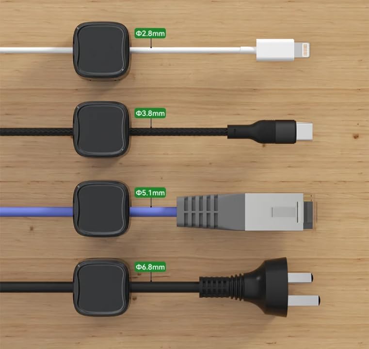 Generic 12 Pack Magnetic Cable Clips - Under Desk Cord Organizer, Strong Adhesive Wire Management for Charging Cables