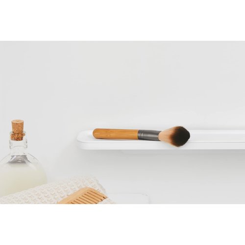 Brabantia MindSet Wall-Mounted Bathroom Shelf/Towel Holder (Mineral Fresh White) Anti-Rust Organization Storage for Toothbrush Holder, Cosmetics, Soap (1.7 x 16.5 x 3.4)