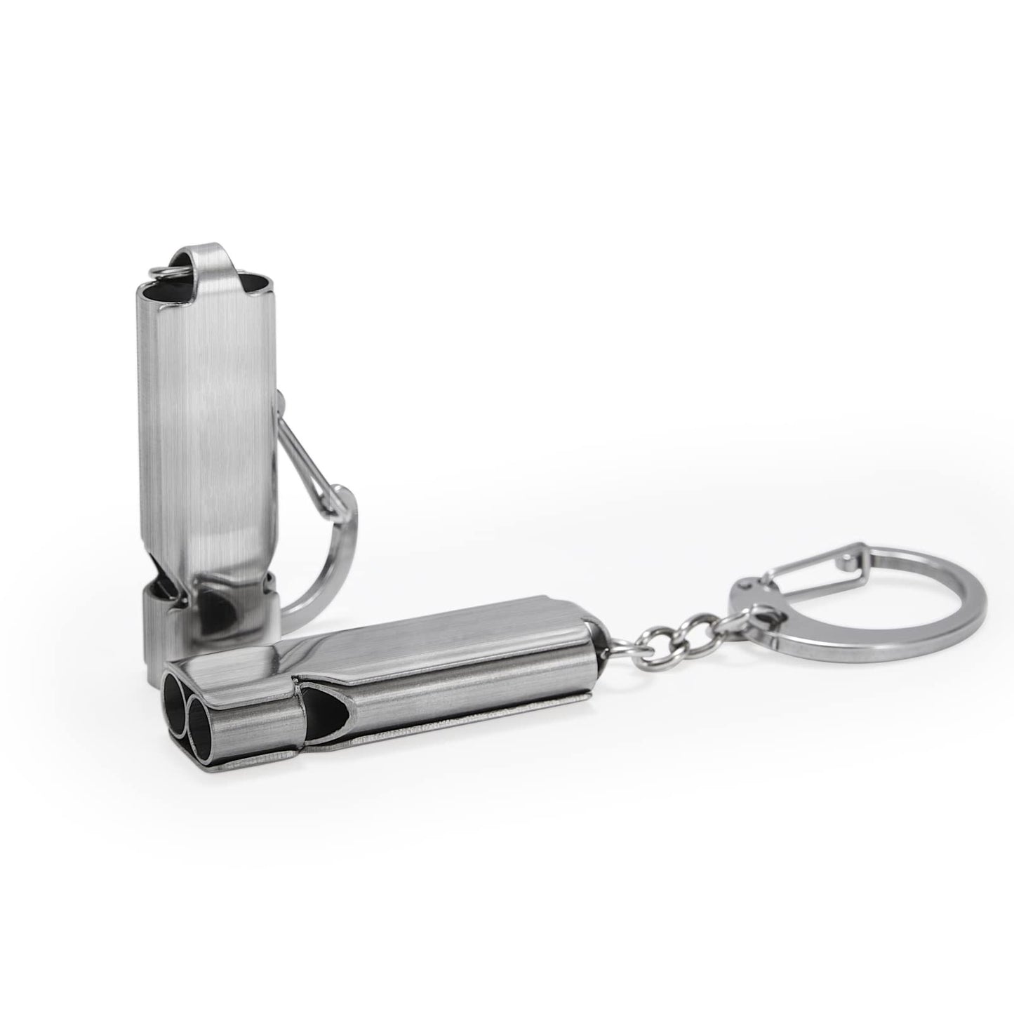 Whistle for Coaches Teachers, Emergency Survival Stainless Steel Whistles 2 Pack with Keychain for Referee Train Hiking Sports Boating Kayak Life Vest Jacket Lifeguard Outdoor Security (Silver)