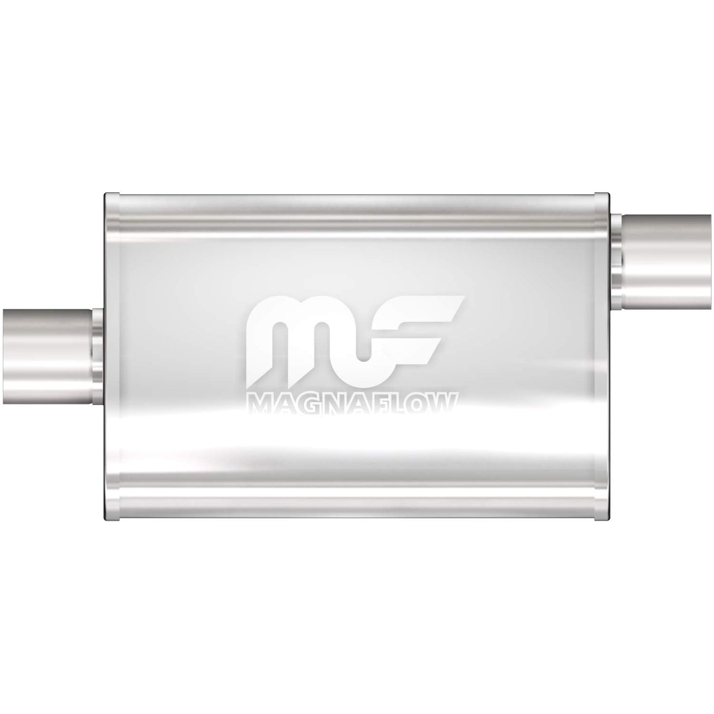MangaFlow Performance Exhaust Muffler 11259: 3"/3" Inlet/Outlet, 4x9x18" Oval, Stainless Steel, Satin Finish