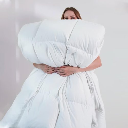 DOWNCOOL Queen Size Comforter - Lightweight Down Alternative Duvet Insert | All-Season White Quilt (88x92 Inches)