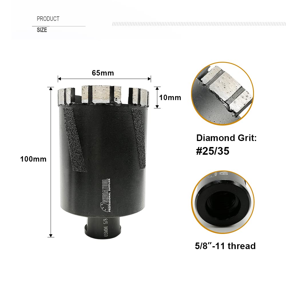 SHDIATOOL Diamond Core Drill Bits for Hard Stone Concrete Marble Granite Brick Laser Welded Dry or Wet Hole Saws