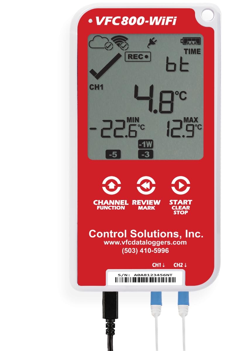 Control Solutions VFC800 Temperature Data Logger (VFC800-WiFi 10Ft Kit)