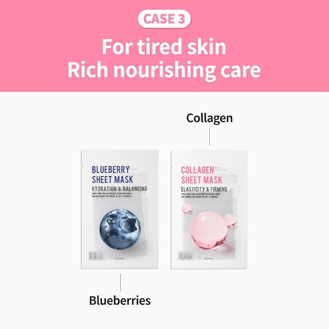 EUNYUL [PACK OF 16 Purity Facial Sheet Mask Pack 16 types Korean Skincare Hydrating & Nourishing & Natural Ingredients for All Skin Type