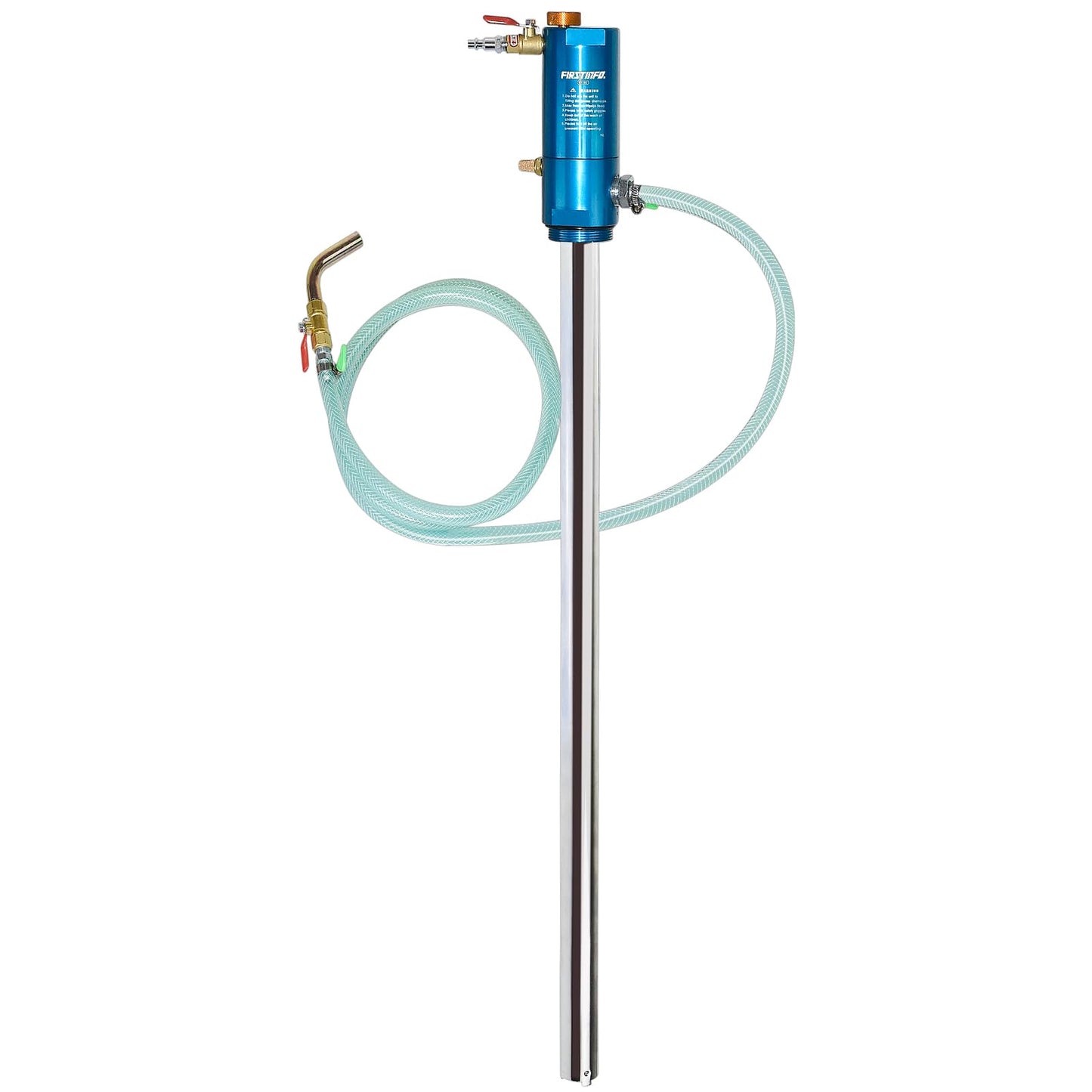 FIRSTINFO A1182US Pneumatic Oil Barrel Drum Pump/Dispenser (1:1) for 50-gallon Pails/Drums and Open Containers/Vessels, Fast Oil/Liquid/Fluid Transfer