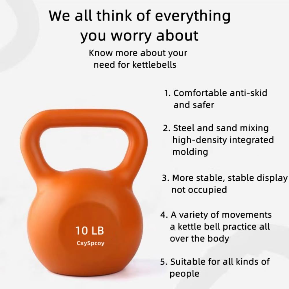 CxySpcoy Kettlebell Grip Professional Grade 10lb 4.5kg for Women and Men Push up Bodybuilding Weightlifting Fitness Exercise Repetition Full Body Workout Home Gym Strength Competition Training Anti-slip Handle
