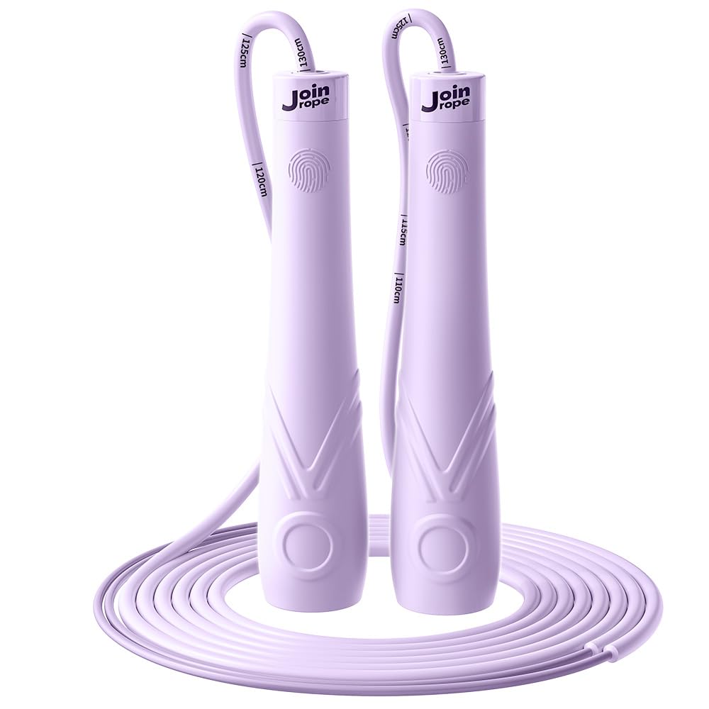 JOINROPE Kids Jump Rope for Children-Adjustable Speed Skipping Rope with Dual Bearings, Segmented Anti-Tangle Cord, Silicone Handles, Indoor Outdoor Fitness Toy for Boys & Girls (Purple)