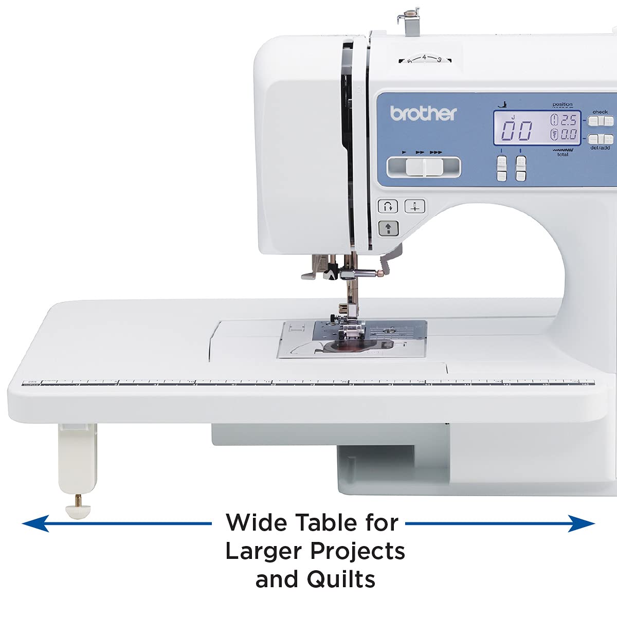 Brother XR9550 Sewing and Quilting Machine, Computerized, 165 Built-in Stitches, LCD Display, Wide Table, 8 Included Presser Feet, White