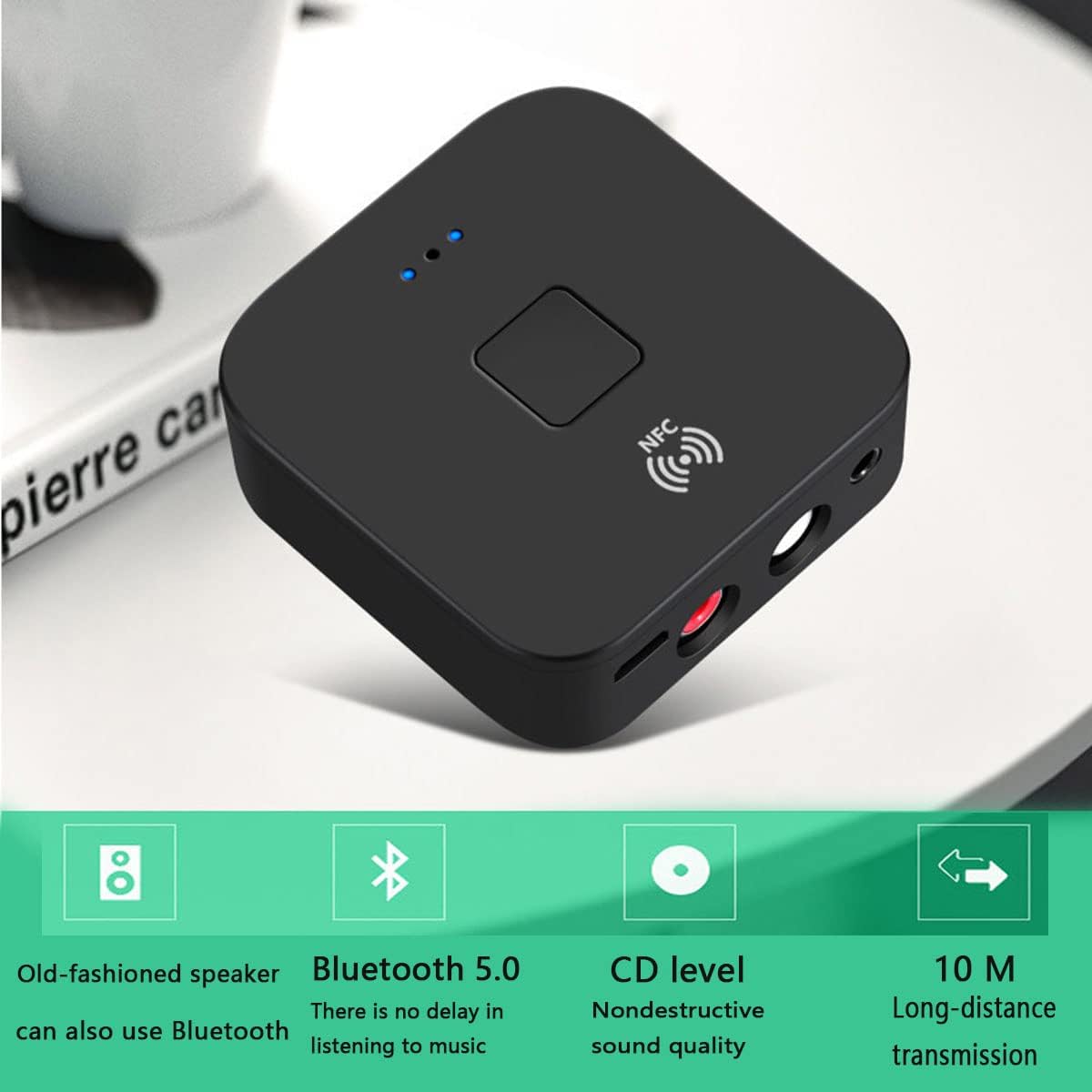 WenffbBou 5.0 3.5mm Bluetooth Audio Receiver, AUX RCA Wireless Bluetooth Audio Adapter for Home Stereo Car Stereo