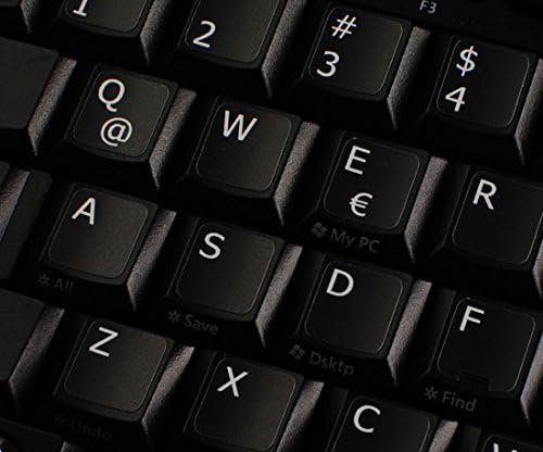4Keyboard Spanish (Latin American) Non-Transparent Keyboard Sticker for Laptop, Desktop with White Lettering and Black