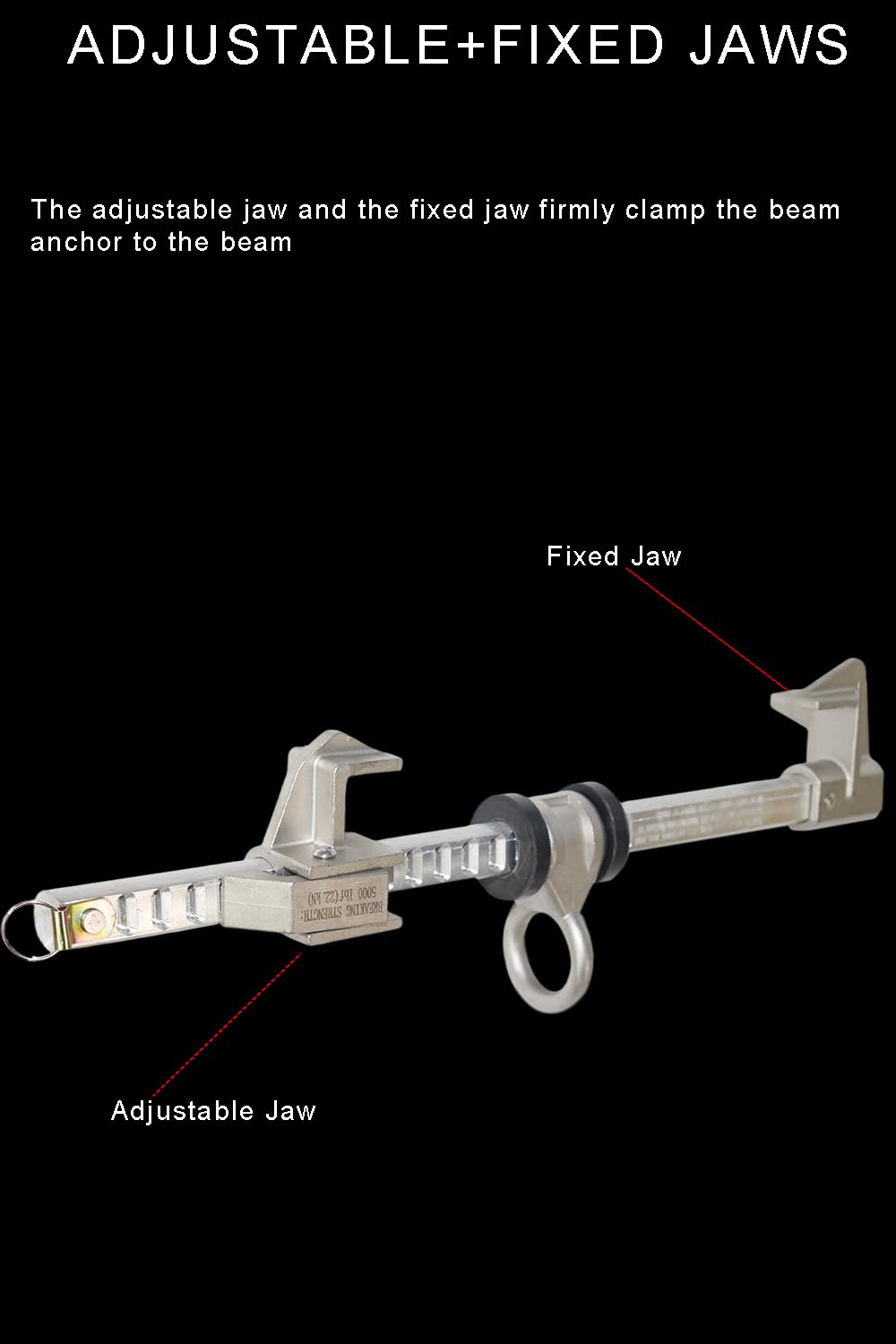 Bucamao Aluminum Horizontal Beam Anchor, Fits 4 to 14.6 Inch, Sliding Beam Anchor Easy Installation | OSHA and ANSI Compliant
