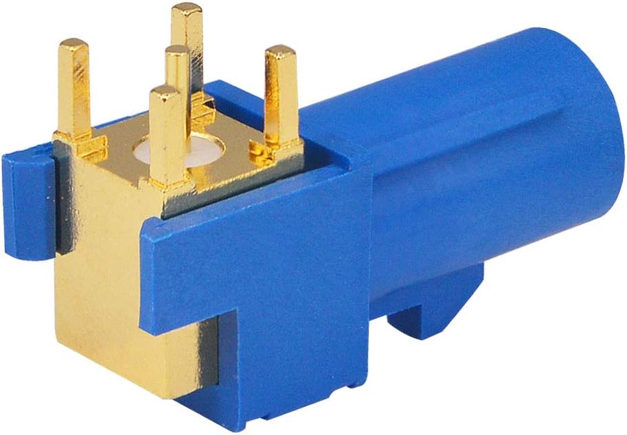 Kaunosta 5PCS GPS Telematics or Navigation RF Coax Connector Fakra C Right Angle Blue Crimp Jack Adapter Gold-Plated