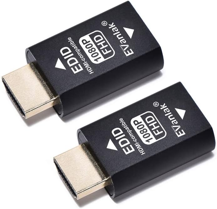 EVanlak 3rd -1920X1080@59hz-2pack Generrtion Hdmi Edid Emulator Passthrough Eliminated Emulator Adapter Work with Mac