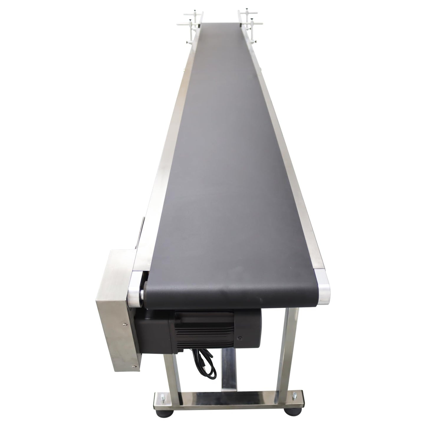 Yokoma Belt Conveyor Packaging Machine with Double Guardrails Stainless Steel Electric Flat PVC Belt Conveyor Black 118inch*15.7inch 250W 110V