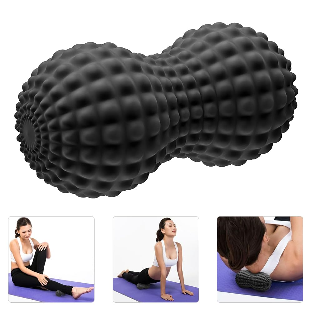 SELEWARE Peanut Massage Ball, Peanut Double Lacrosse Massage Roller Ball for Back Neck Shoulder Spine Legs Hips, Deep Tissue Peanut Roller Ball Trigger Point Muscle Massage Ball, Black