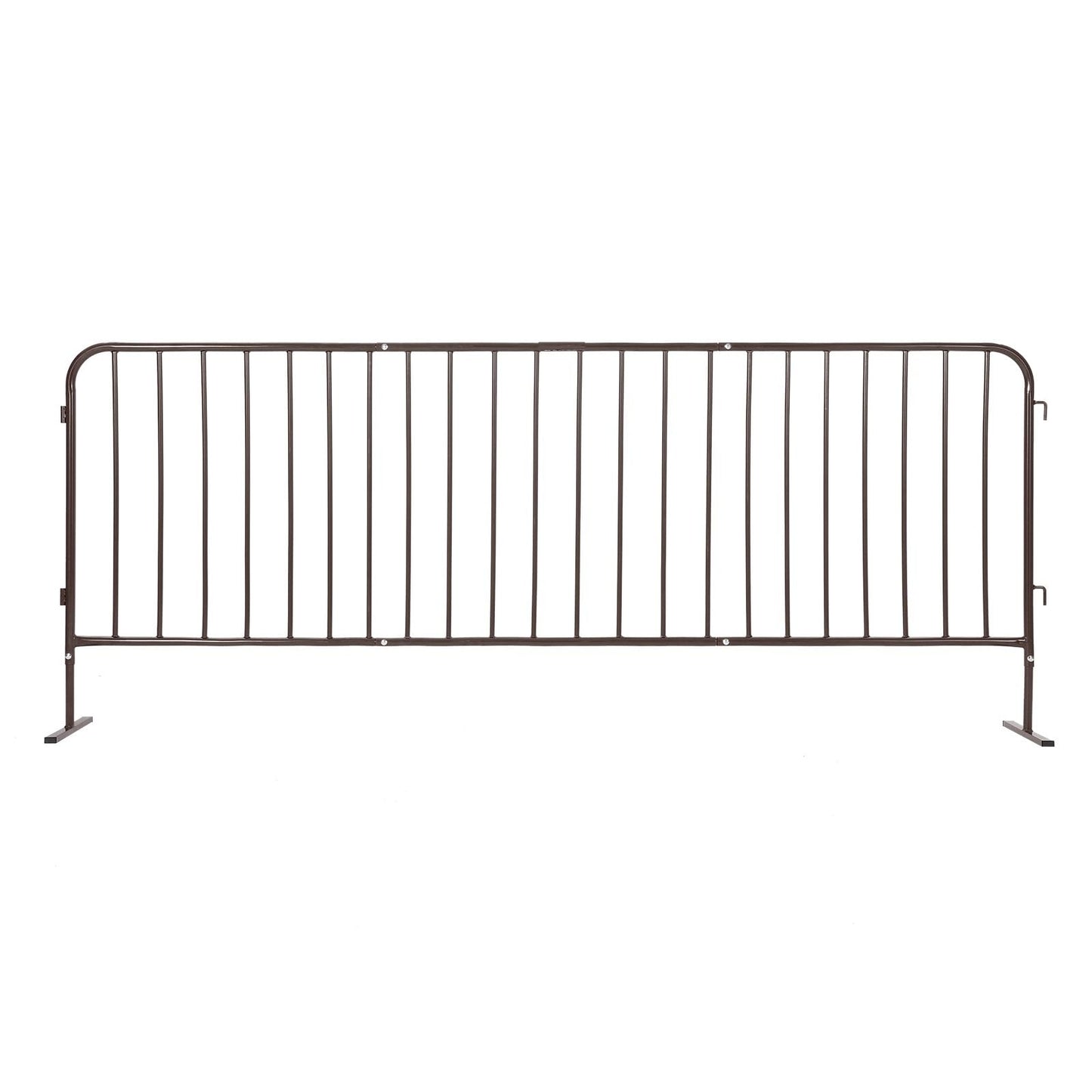 Heavy Duty Interlinked Steel Crowd Control Barricade – Removable Flat Feet, Durable Powder-Coated, Weather Resistant Safety Barrier for Events, Construction, Parking, Pedestrian Zones – 8.5FT, Brown