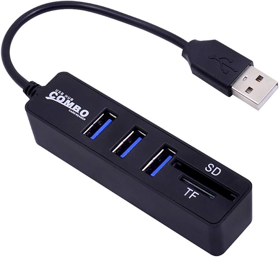 AkoMatial 3 2.0 Portable High Speed Multifunction Ports USB SD/TF Card Reader Hub Adapter Splitter Combo for Computer