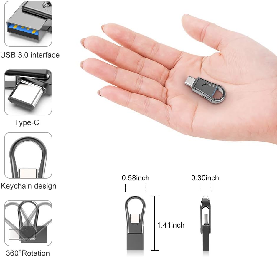 Sanfeya 64GB 2-in-1 3.0 USB C Flash Drive, OTG USB Thumb Drive, Dual USB Memory Stick Pen Drive for Type-C Android