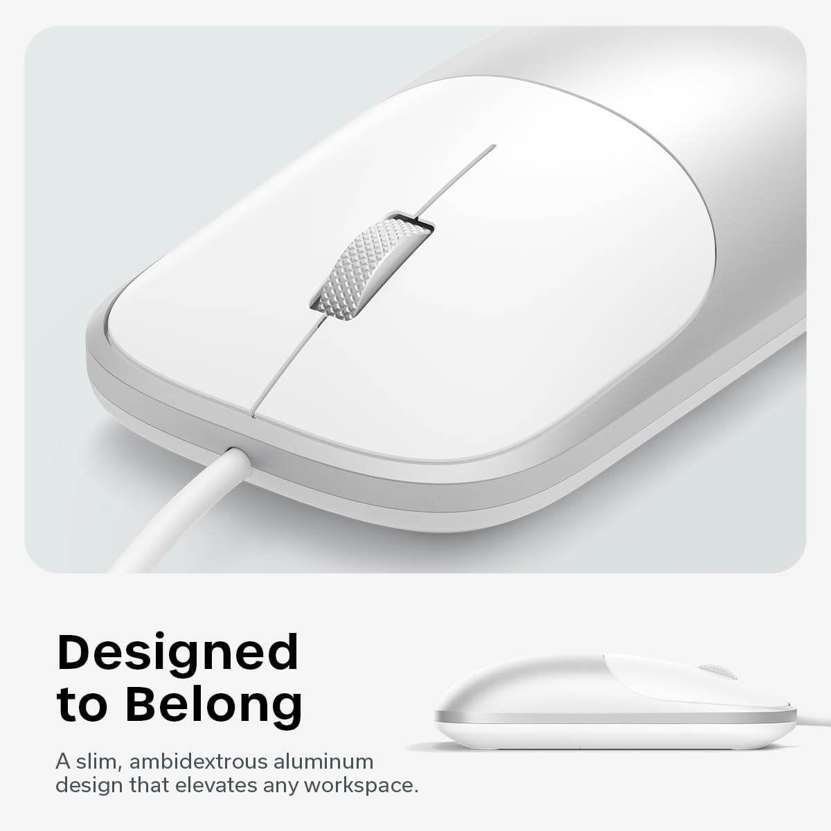 Satechi Setups, Slim LX Wired Mouse, Aluminum Design with USB-C Connectivity, Quiet Click Performance, Designed for Mac