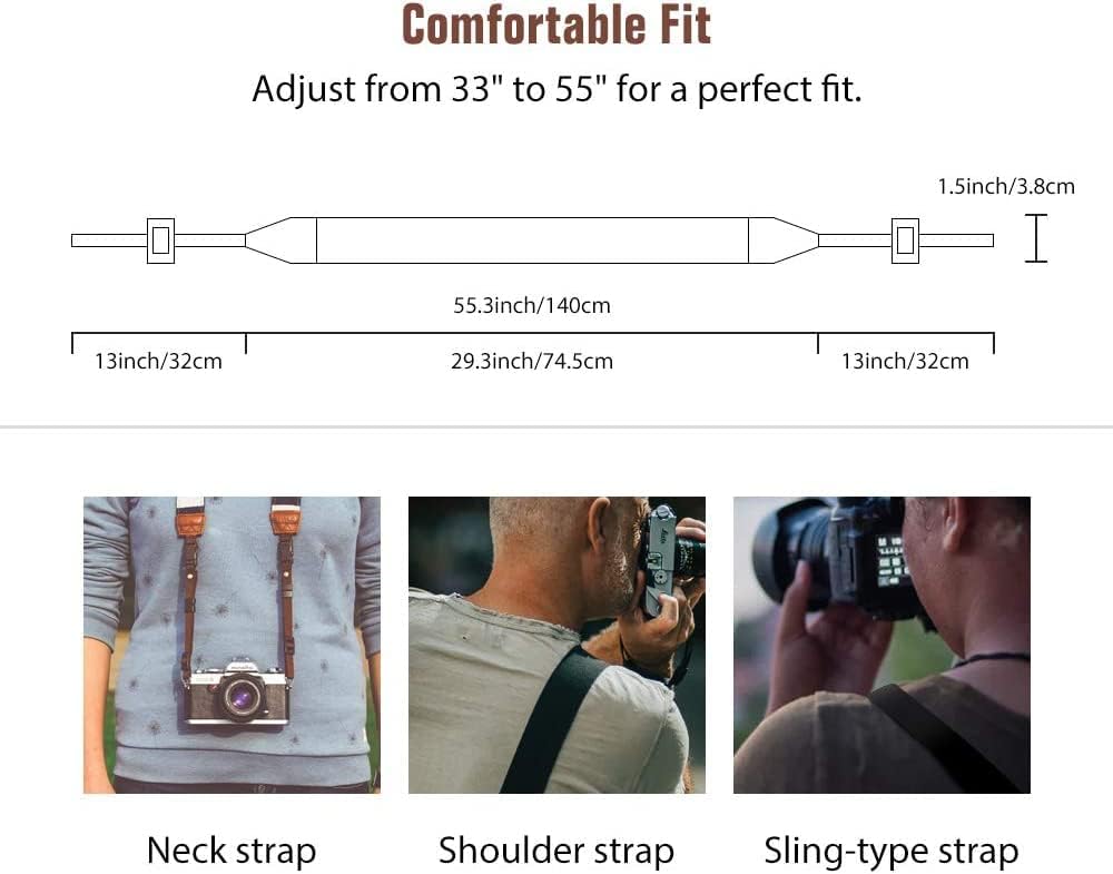 MoKo Camera Strap, Premuim Cotton Canvas Braided Adjustable Universal Sling Shoulder Neck Belt for All DSLR Digital