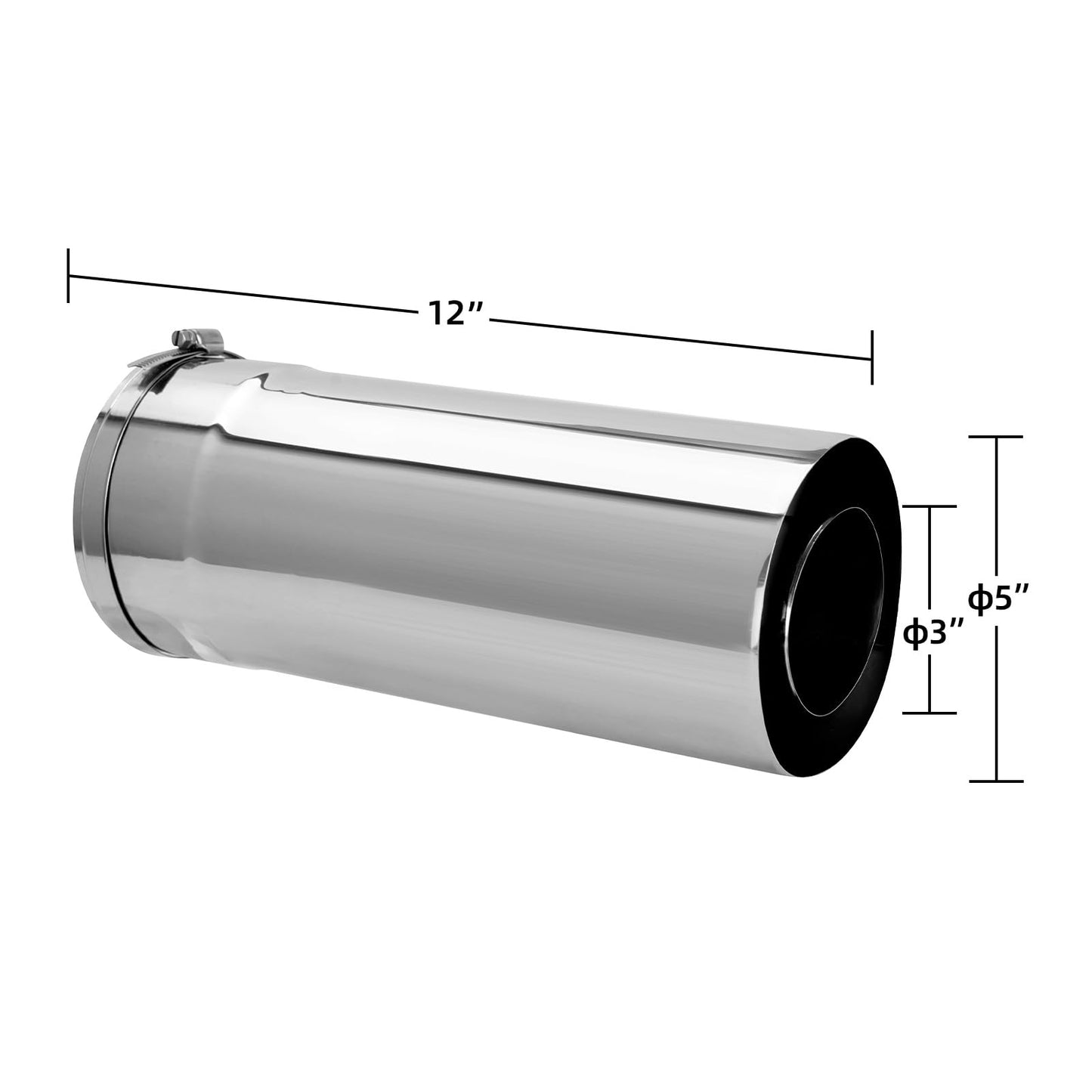 3"x5" Direct Vent Kit for Tankless Water Heaters, 23" Pipe, 87° Elbow, Trim Collar, 304 Stainless Steel