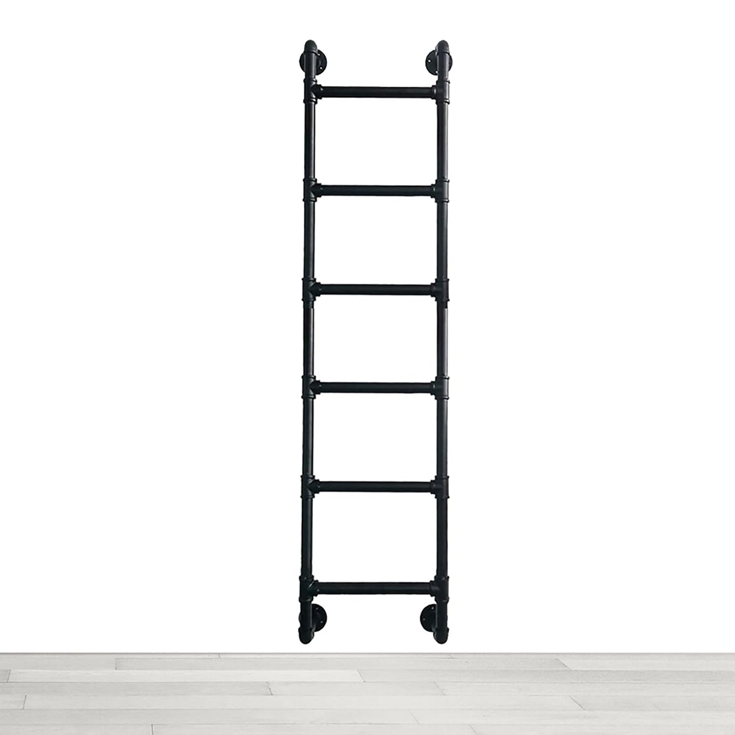 Wall Mounted Ladder 7 ft for Attic Loft Bunk Bed Window Iron Metal Pipe Frame Outdoor Climbing Escape Industrial Heavy-Duty Wrought Wallmounted