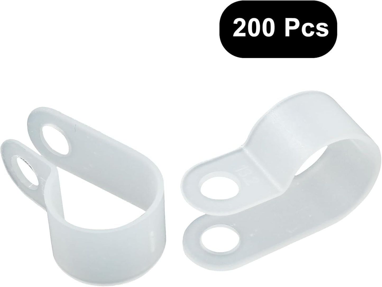 Waziaqoc 200 1/2 Inch Pcs Rope Light Clips, Nylon R-Style Mounting Clips, Cable Clip Wire Clamps for Wire Management