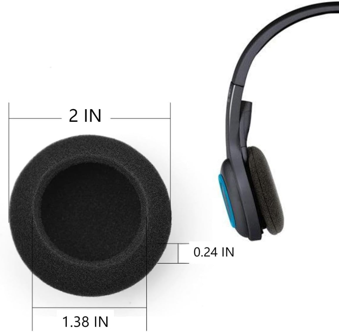 VUFVOID 4Pcs 55mm/2.2" Headsets H251 H251N H261N H351 H361 Replacement Foam Ear Pud Earpads Sponge Cushion Applicable
