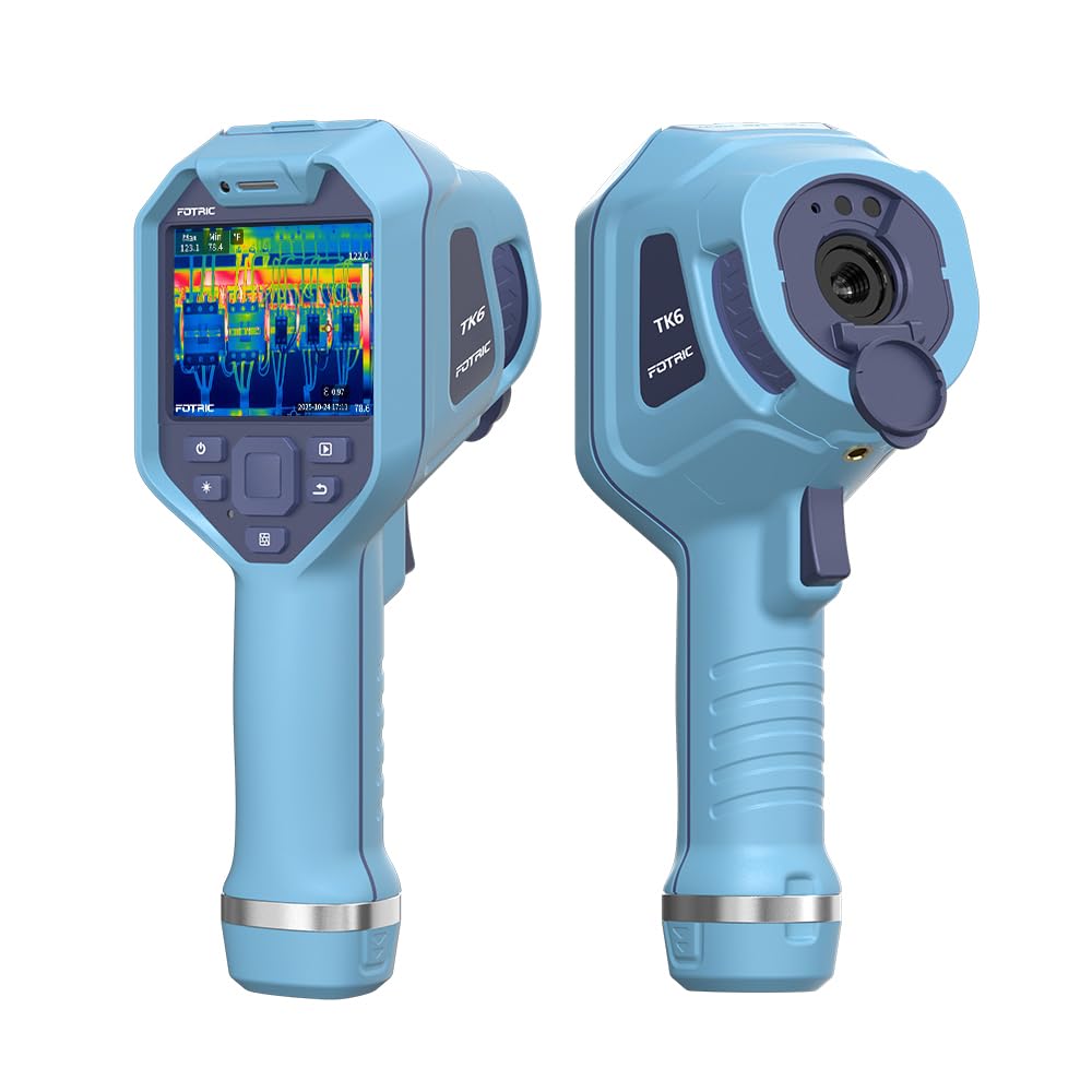 FOTRIC TK6 Thermal Imaging Camera, 384 x 288 IR Resolution , 25° *19° FOV, Manual Focus Thermal Imager with 5MP Visual Camera for Building, Electrical Inspections, -4°F to 1022°F, 3.5" Touch Screen