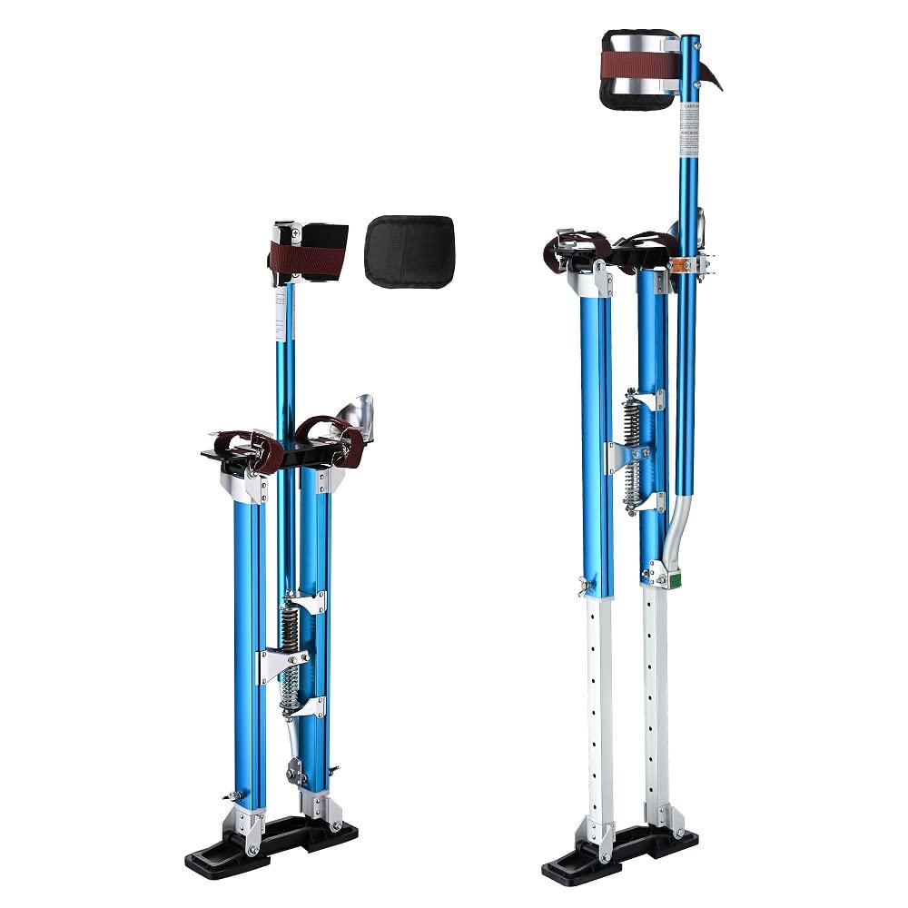 ZeHuoGe Blue Drywall Stilts 24"-40" with Knee Pads Protection, Adjustable Aluminum Tool Stilt for Painting Taping or Cleaning (Blue 24" - 40")