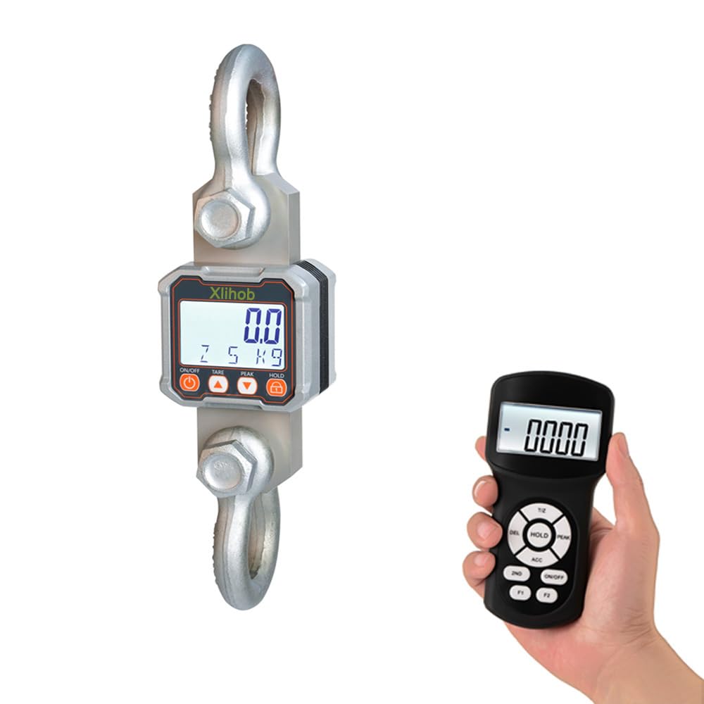 Xlihob 5T/11000lb Tension Dynamometer Force Gauge for Measure Cable/Rope Pull and Push Forces Digital Crane Hanging Scale 10000lbs