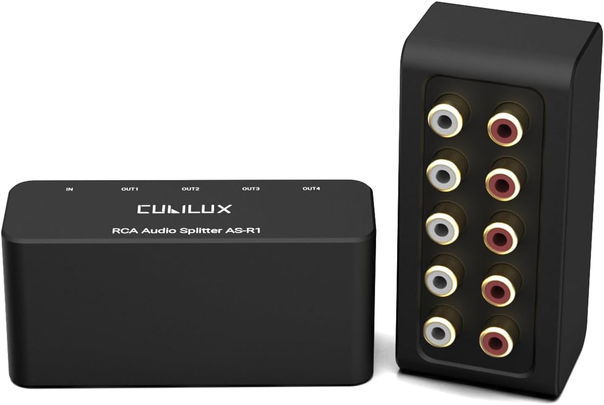 Cubilux AS-R1 4 4-Channel (1 4 Way RCA Audio Splitter Box, Stereo RCA Splitter, Passive Audio Splitter-Made