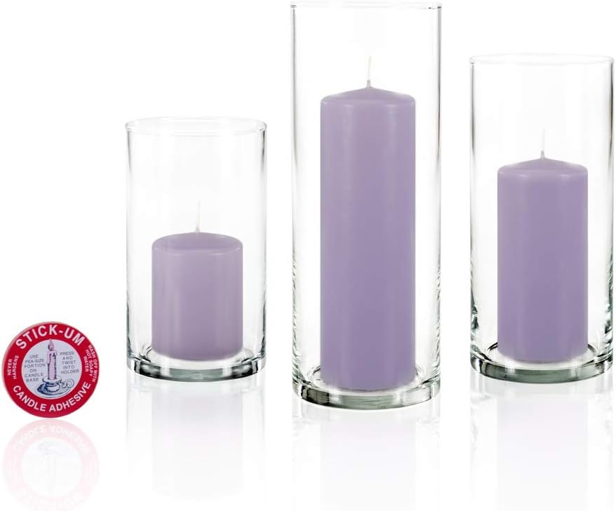 yummi Set of 36 Slim Pillars and Cylinder Vases - Lavender