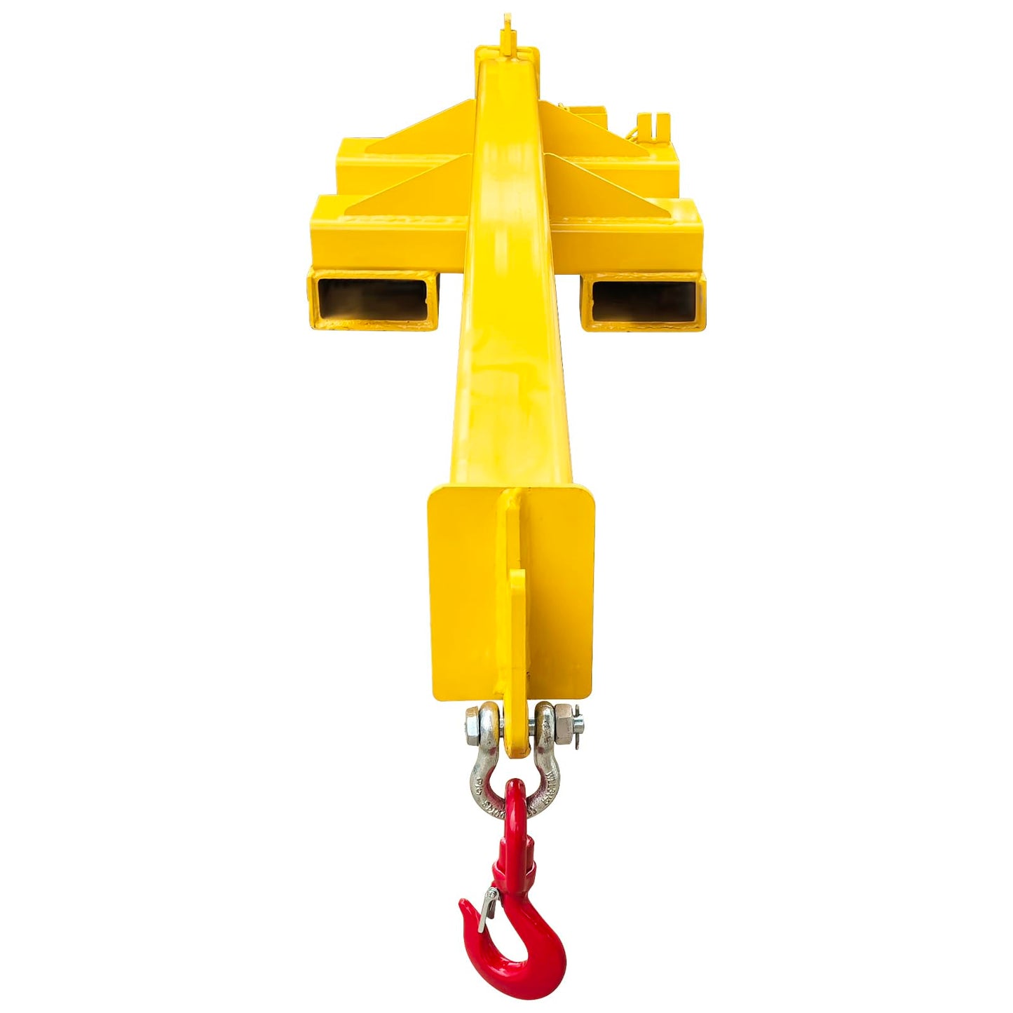 TECHTONGDA Dual-Direction Forklift Jib Crane - 4400 Lbs Telescoping Boom Works in Transverse & Longitudinal, Adjustable Mobile Crane Lifting Hoist Jib Boom with 2 Hooks, Forklift Attachment