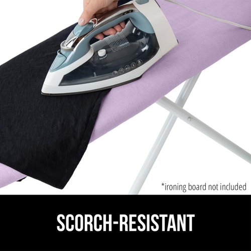 GORILLA GRIP The Original Ironing Board Cover and Pad, Silicone Coating, 400°F Scorch Resistant Thick Padding, Heavy Duty Iron Covers Standard Boards, Hook and Loop Fastener Strap, Light Purple 15x54